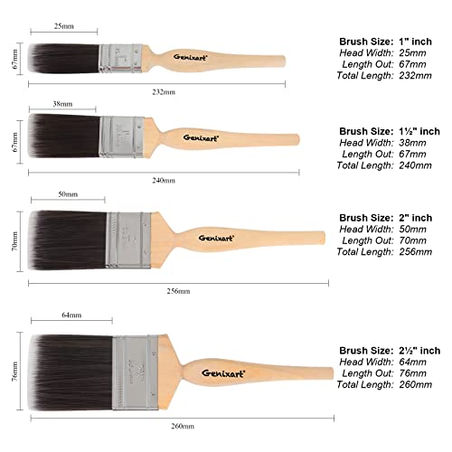 Paint Brush Set For Walls And Ceilings Decorating, Professional Masonry Paint Brushes For Furniture And Fence Painting, No Loss Soft Nylon Bristle Paintbrushes For Stains And Paints (4 Pack) #TOP3