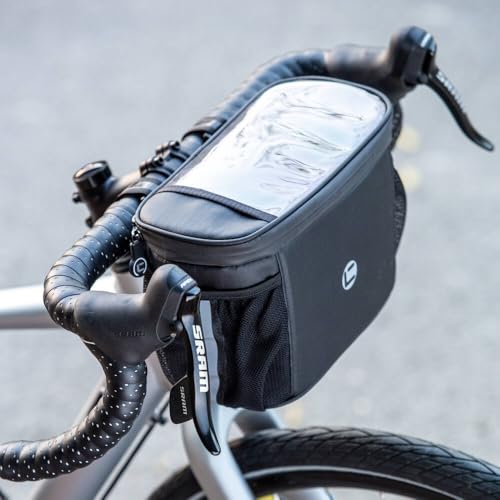 Image of WOTOW Bike Handlebar Insulated Bag, Bike Front Phone Bag Cooler Storage Pouch With TPU Touch Screen Insulation Bicycle Frame Bag Strap On Cycling Accessories for Outdoor Hiking Travel Assistants