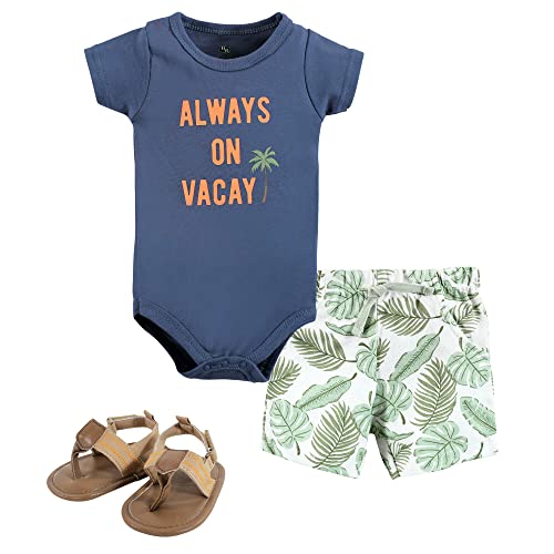 Image of Hudson Baby Unisex Baby Cotton Bodysuit, Shorts and Shoe Set