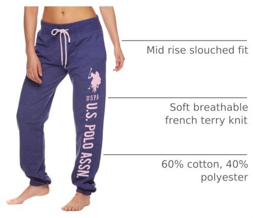 Image of U.S. POLO ASSN. Womens Sweatpants - Women Joggers Sweats with Logo Print - French Terry Poly-Cotton