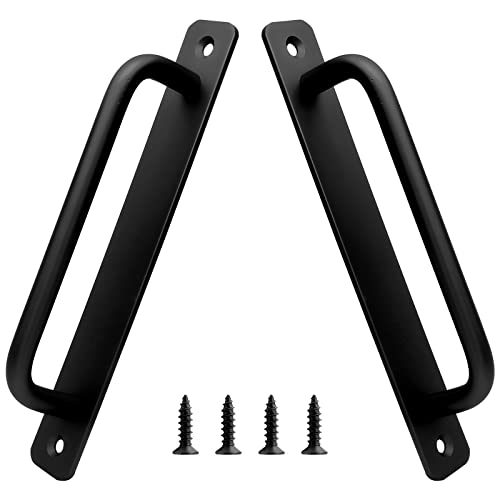 Piutouyar Aluminum Alloy Sliding Barn Door Handle, Black, 6.3 Inch, 2 Pack