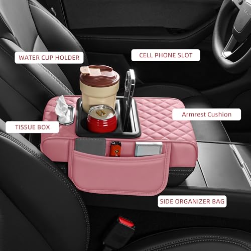 image for AuraSettle 5 in 1 Car Center Console Cover, Armrest Pad with 2 Storage