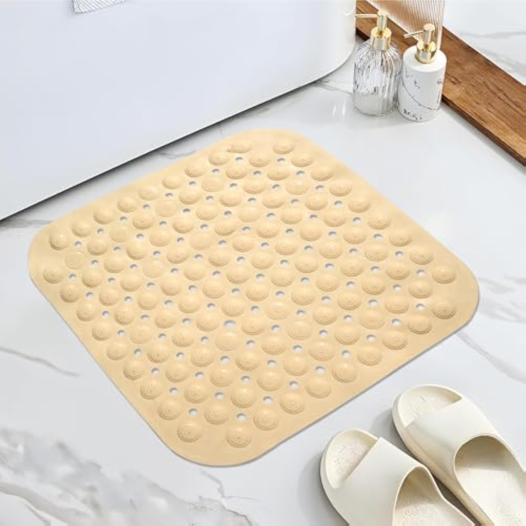 PVC Anti Skid Bathroom Mat, Square Print