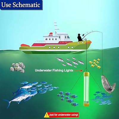 AGOOL Underwater Fishing Light 20W 16000 Lumens Green Fishing Light 12V 20ft Cord LED Submersible Fishing Bait Finder Deep Drop Night Fishing Light for Shrimp, Prawns, Squid Fish