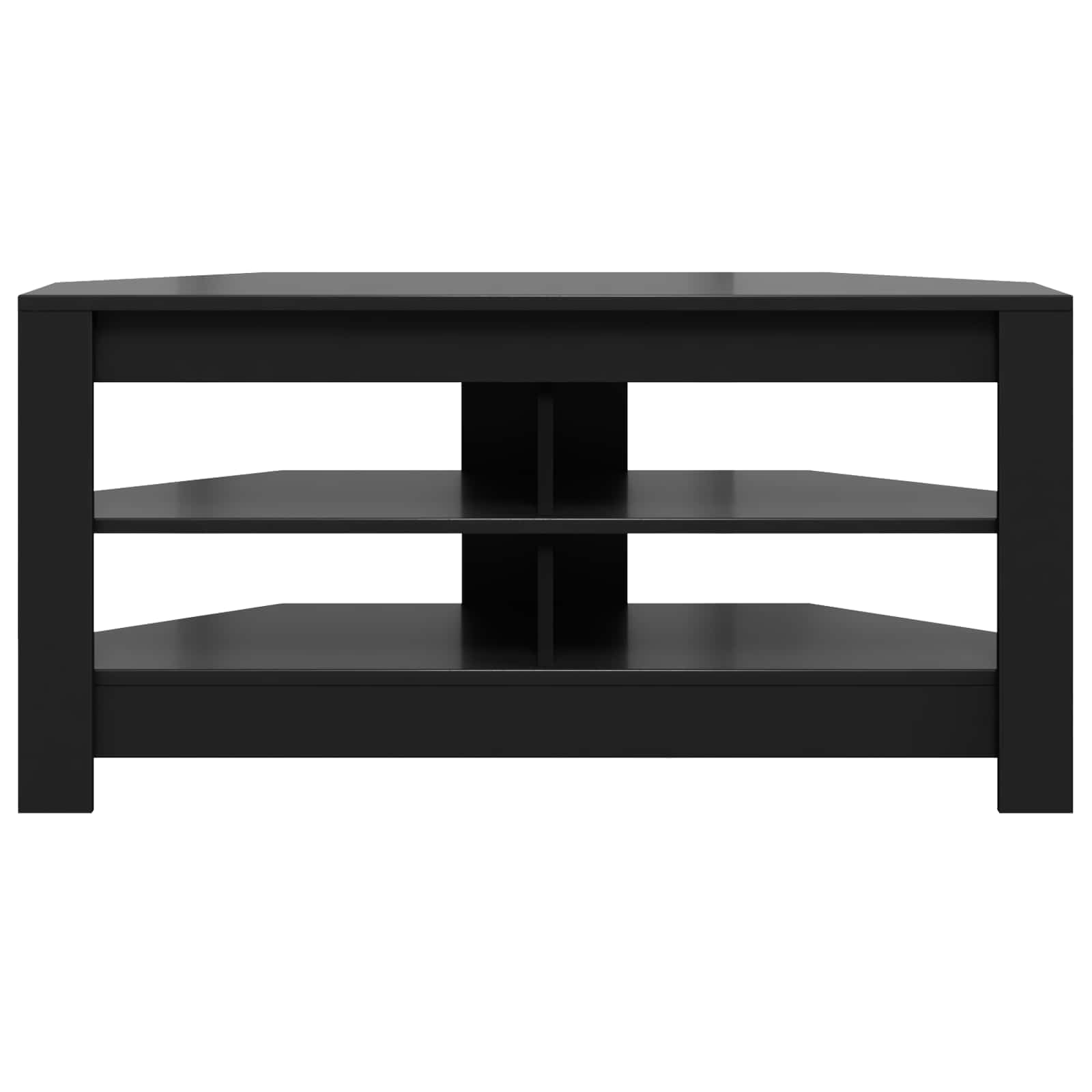 Mobile porta TV angolare nero in legno ingegnerizzato moderno 102 x 41 x 50 cm con ripiani multipli per soggiorno, supporto stabile e design funzionale
