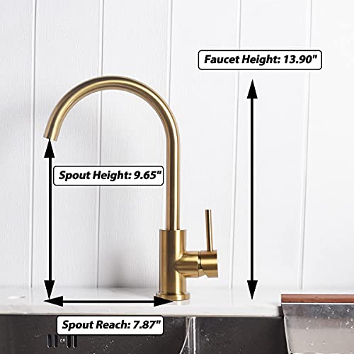 Trywell Brushed Gold Bar Prep Kitchen Sink Faucet With Single Handle, Modern One Hole Outdoor Bar Sink Faucet, T304 Solid Stainless Steel #TOP4