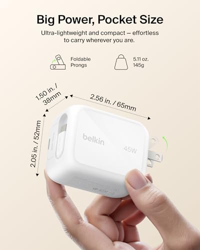 Belkin 45W GaN Charger with Retractable USB-C Cable — view 6