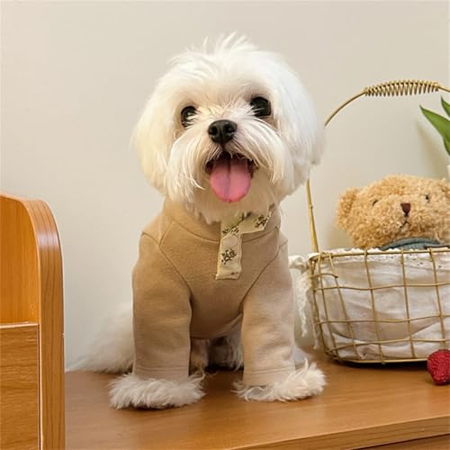 Yaopelky Hunde-Sweatshirt für kleine, mittelgroße Hunde und Katzen, Herbst-T-Shirt, langärmelig, Welpen-Outfit, lässige Hundekleidung für Yorkie, Chihuahua, Größe S (1,5–3 kg), Kaffeefarben
