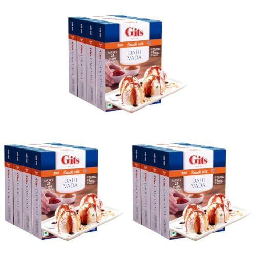 Image of Gits Instant Dahi Vada Mix, Makes 25 Per Pack, Pure Veg, Instant Indian Snack Mix, 800g (Pack of 12, 200g Each)