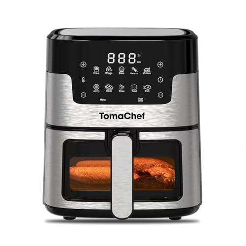 10-in-1 Air Fryer, 5.3QT Compact Family Size with Visible Window，