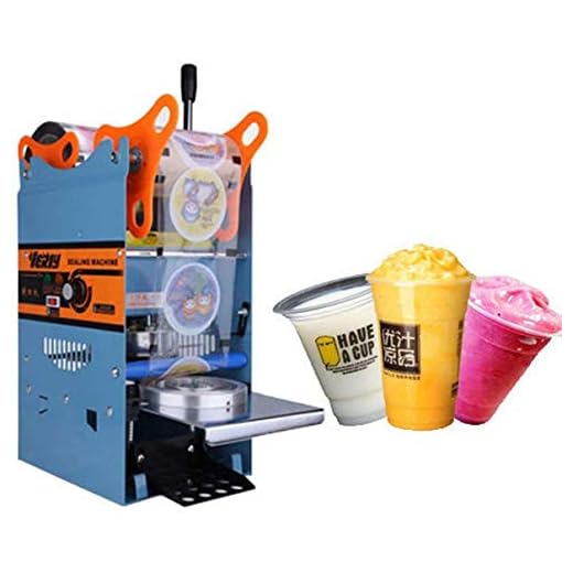 Cup Sealing Machine 270W Electric Coffee Boba Bubble Tea Juice Cup Sealer Manual Pressure Lid Sealing Machine 300-500 Cups/hr 220V