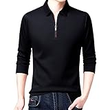[Yindaity] ポロシャツ メンズ 長袖 春夏 おしゃれ 夏服 トップス ビジネス 人気 メンズシャツ 無地 tシャツ ストレッチ ドライ カジュアル 襟付きシャツ 吸汗速乾 ゴルフ シャツ ボタン 柔らかい 春夏秋 人気(#01B-ブラック,L)