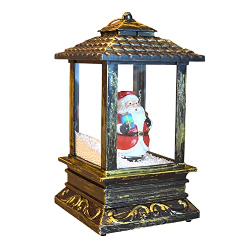 Snow Globe Christmas Lantern with Music, Light-Up Rotating Musical Christmas Ball Swirling Glitter Lantern for Home Decoration, Snowman (Without Battery) Bronze Type 1