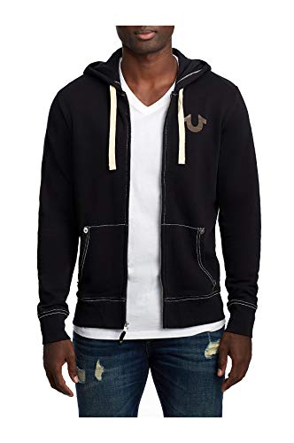 True Religion Men's Classic Logo Long Sleeve Zip Up Hoodie