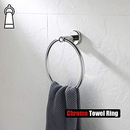 Jqk Chrome Towel Ring, 304 Stainless Steel Hand Towel Holder For Bathroom, Polished Finish Wall Mount, Tr130-Ch #TOP5