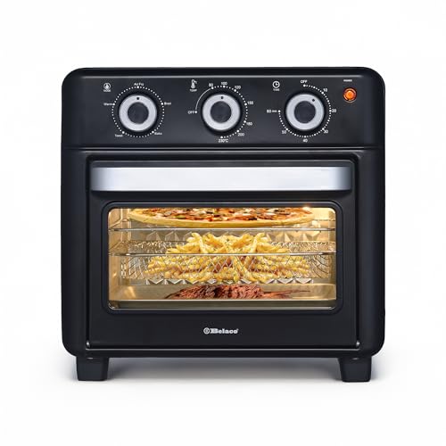 Belaco Air fryer Oven 15L | Double Layered Glass 1200W| Air Fryers, Toaster & Grill | Compact Kitchen Appliances | 80-230° Temp Setting | Oil Free Healthy Heating