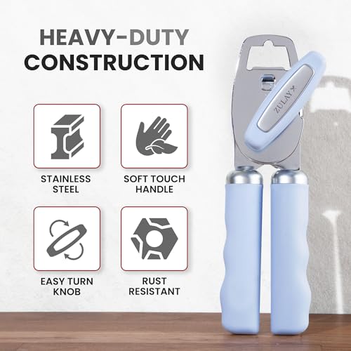 Image of Zulay Kitchen Manual Can Opener Heavy Duty Patented Stainless Steel, Sky