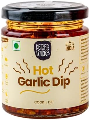 Pepperwicks Hot Garlic Dip (170 gms) | Spicy, Tangy, Aromatic Flavour | 100% Vegetarian | All-Natural | No Preservatives | Vegan | Gluten-Free | Eat with Spring Rolls, Dosa, Samosa (Pack of 1)