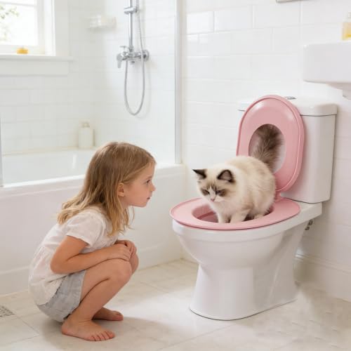 Asiento de inodoro urinario para gatos educativo para evitar bandejas de arena 4