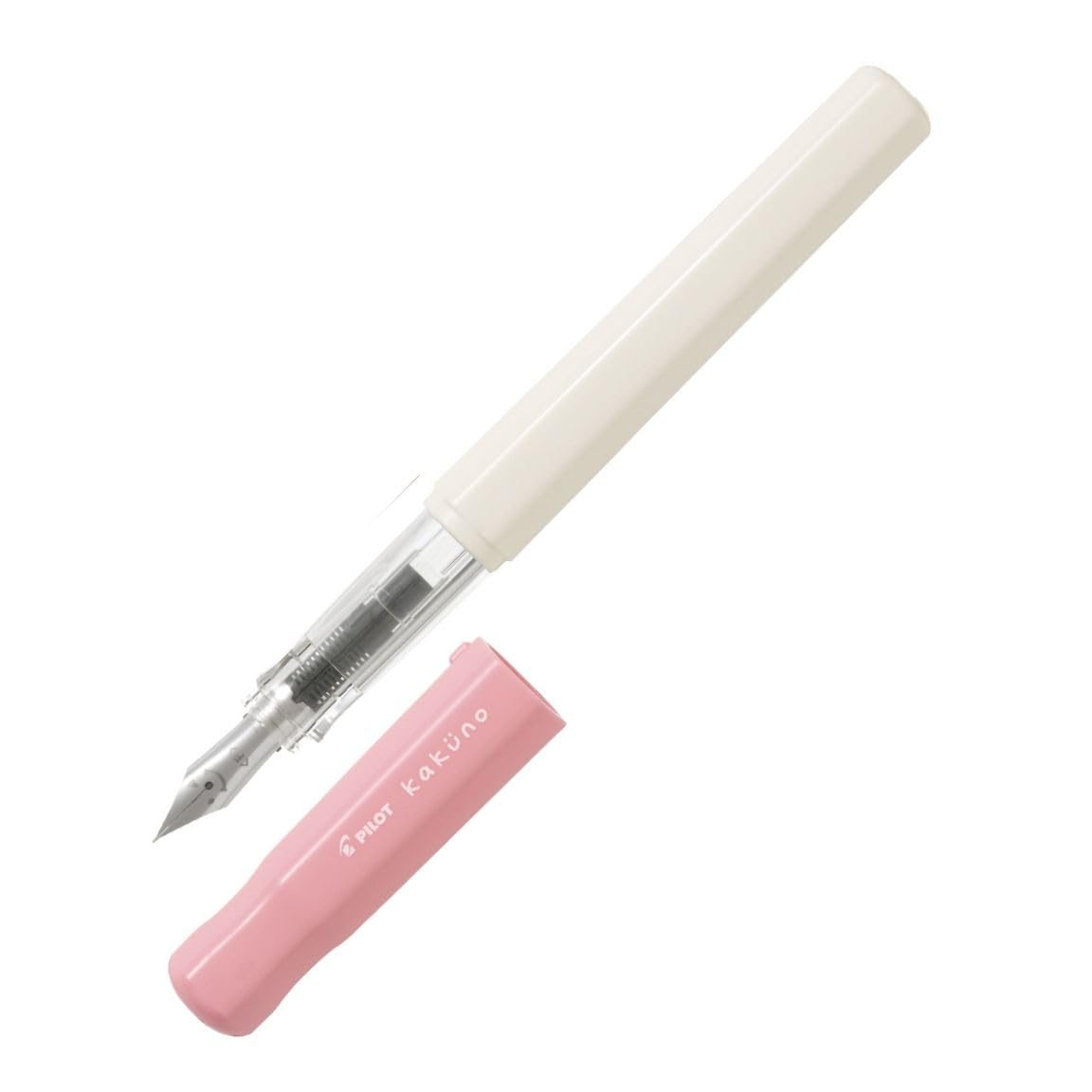 Kakuno Fine-Nib Fountain Pen, White Body Soft Pink Cap (FKA-1SR-SPF)