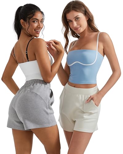 Image of OMKAGI Womens Workout Tank Tops Adjustable Strap Longline Sports Bra Padded Sleeveless Top