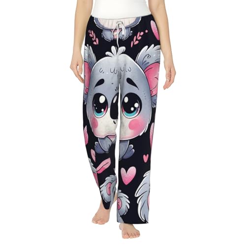 Pantalon de pyjama en polaire pour femme à motif koala