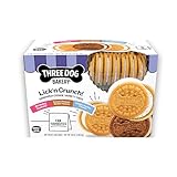 Three Dog Bakery Lick’n Crunch! Fan Favorites Dog Treats Variety Pack, Crunchy Sandwich Dog Cookies with Birthday Cake, Peanut Butter Carob & Vanilla Cream Fillings, 13 oz
