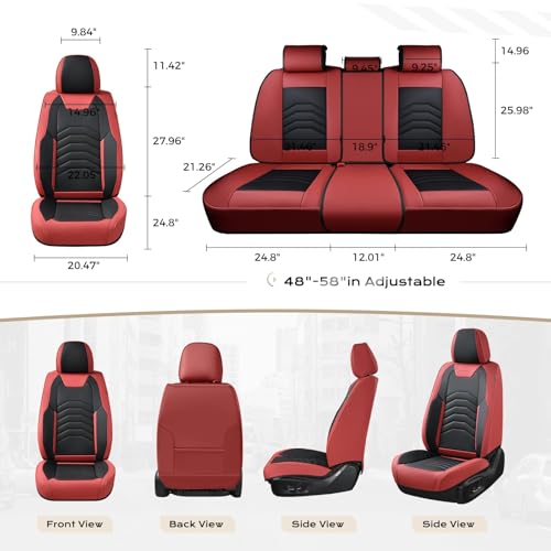 Image of Coverado Front Seat Covers for Cars, 2 Pack Faux Leather Car Seat Covers, Waterproof Automotive Seat Covers Driver Car Seat Protector Car Seat Cushion Universal Fit for Most Cars Trucks SUV, Red&Black