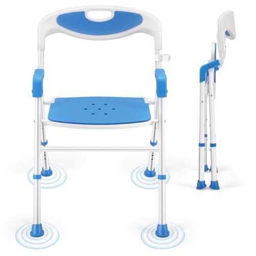Adjustable Foldable Shower Chair with Back for Elderly Disabled