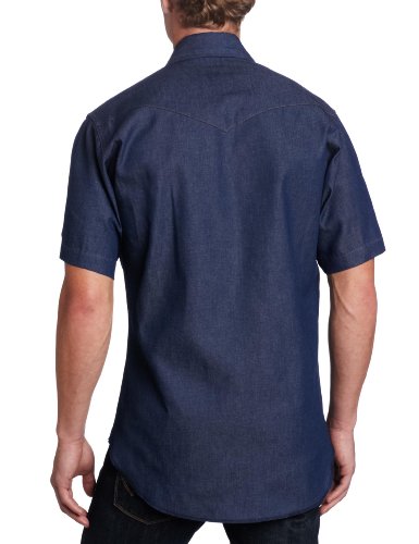 Wrangler Men's Authentic Cowboy Cut Work Western Shirt, Blue, X-Large