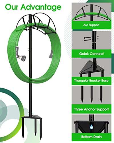 Meykwod Garden Hose Stand, Hose Hanger Freestanding, Water Hose Holder Stake, In Ground Heavy Duty Hose Organizer Outdoor, Hose Rack For Outside Yard, Sturdy To Hold 150Ft Hose (Metal, Black) #TOP3