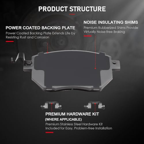 Image of cciyu D969 Professional Ceramic Front Brake Pads Set Fit For 03-05 For Infiniti For FX35,03-05 For FX45,05-06 For Nissan For ALTIMA,04-08 For MAXIMA,03-07 09-12 For Murano