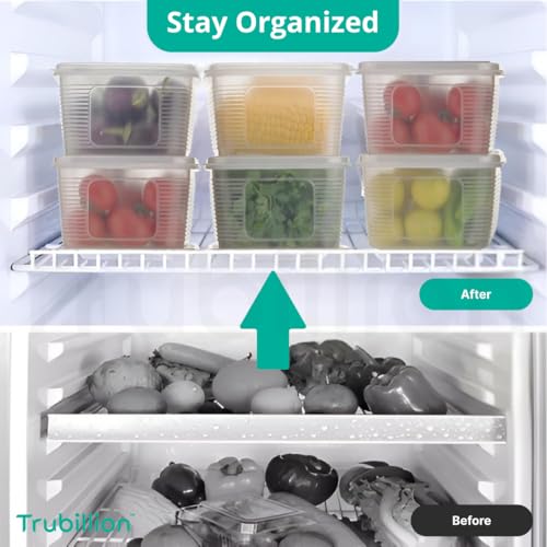 Image of PureChill Set of 6 Fridge Storage Containers 1800ml BPA Free Food Grade Plastic Stackable Transparent Boxes Freezer Safe for Vegetables Fruits Snacks Kitchen Made in India
