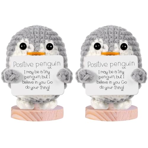 SHUCHNOYE Positive Penguin Geschenk Positiver Pinguin Kuscheltier mit Karte, Kleines Sorgenfresser Geschenk Glücksbringer für Frauen Freundin Arbeitskollegin als Mitbringsel für Erwachsene