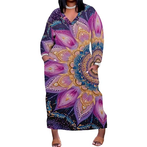 Image of SUZONANA Plus Size Dresses for Curvy Women African Print American Dress Summer Outfits Casual Loose with Pocket