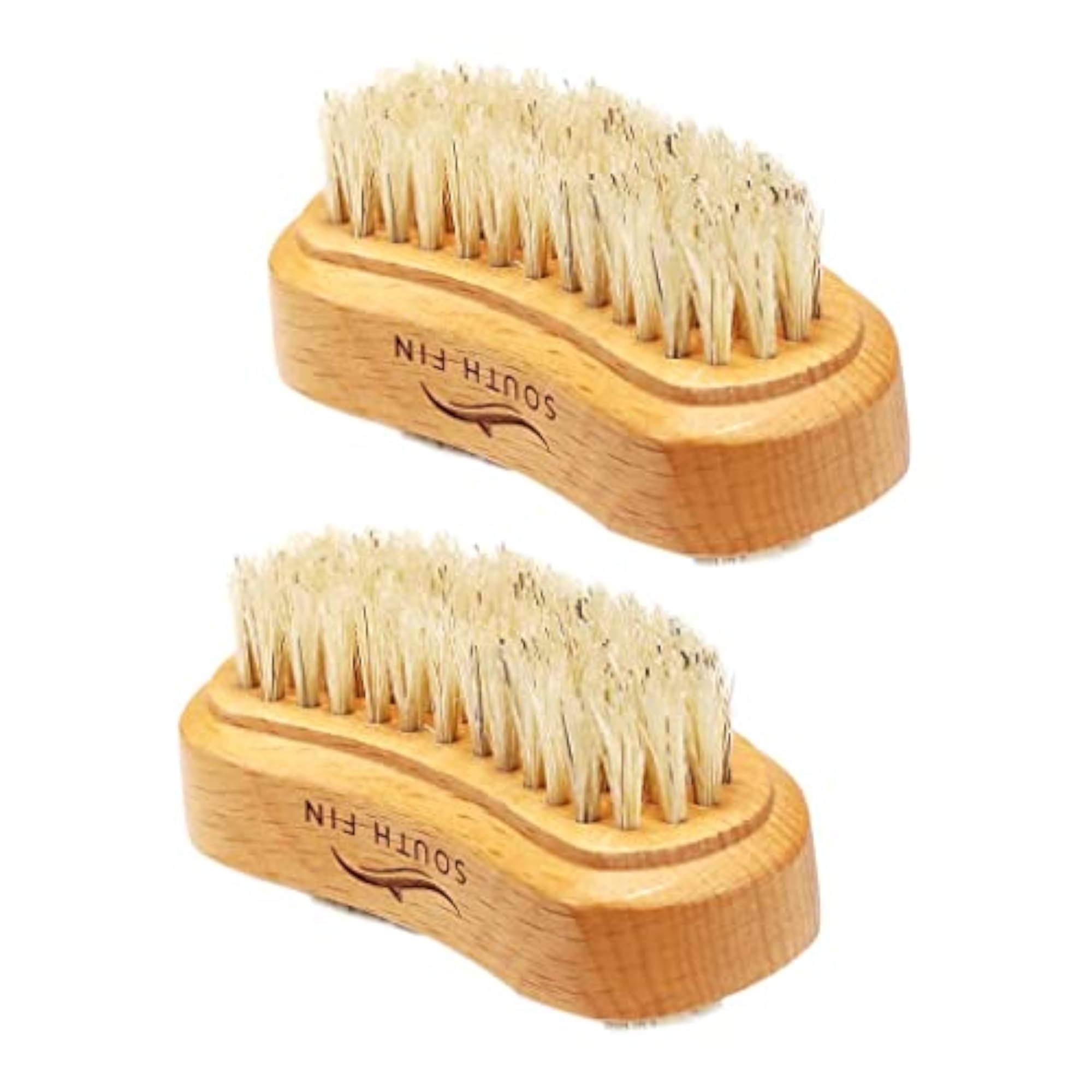 Beech Wood Dual Sided Nail Cleaning Brush Set, 2 Pcs