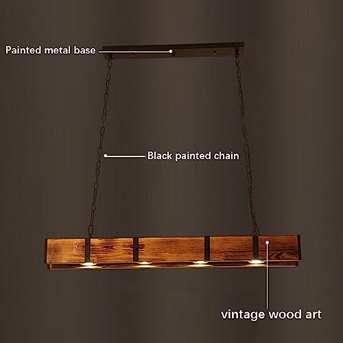 Lámpara de araña de madera ideal para iluminar mesas de comedor largas 4