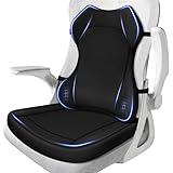 JIPORIER Seat Cushion,Lumbar Support Pillow for Office Chair,Ergonomic Memory Foam Back Support Pillow, High Density Foam Chair Cushion for Sciatica Pain Relief Coccyx Pad for Chair,Car,Desk,Black