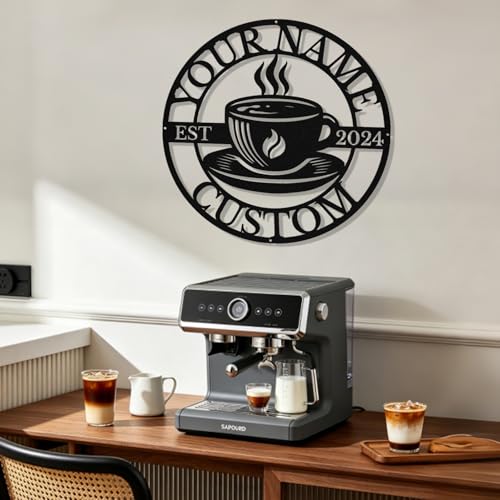 Image of Personalized Coffee Metal Sign, Custom Coffee Bar Signs, Custom Name Signs for Cafe Station, Coffee Wall Art Decor for Kitchen, Cafe Shop Decor, Cafe Lover Gift