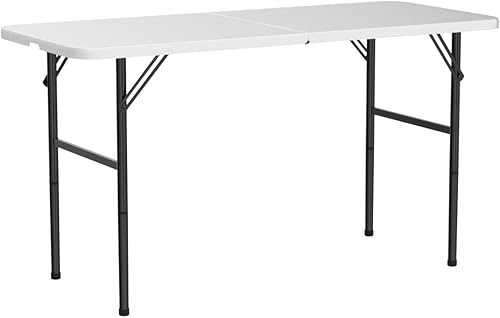 Miniatura 5 de Mesa plegable de lujo de 4 pies de plástico resistente, mesa portátil de altura comercial plegable ajustable con parte superior de resina para