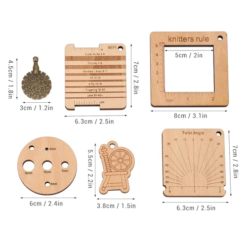 Conjunto de Réguas de Medição de tricô de Madeira Com Funções de Medição Precisas, Ferramentas de Ac