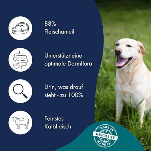 DR.CLAUDER'S - Selected Meat Prebiotic | Nassfutter in Lebensmittelqualität mit Inulin für eine gesunde Darmflora bei ausgewachsenen Hunden. Alleinfutter in der Dose | 400g Kalb&Gemüse