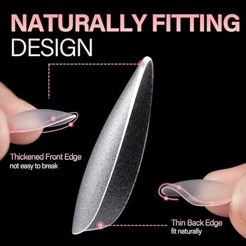 AILLSA Medium Almond Nail Tips 450PCS Full Cover Clear Acrylic Nail Tips Double-Sided Matte No Need Base Coat Nail Tips Press on Fake Nail Tips for Nail Tips Extension False Nails DIY Salon 15 Sizes - Image 5