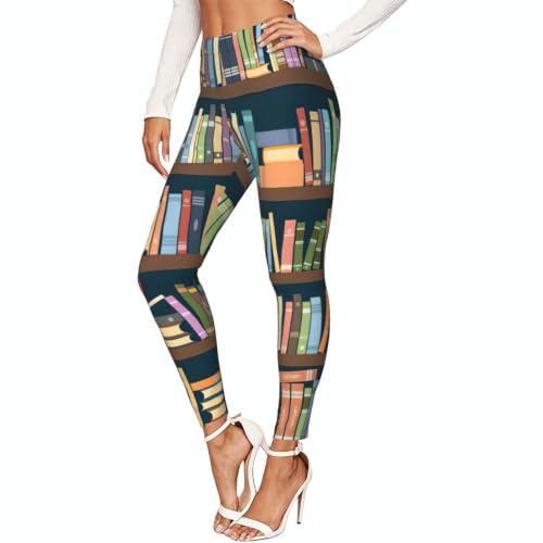 Leggings elásticos EnkzpoHen con estampado de gusanos de biblioteca para mujer