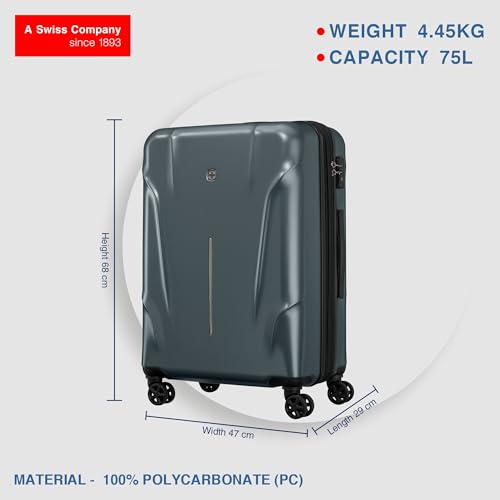 Image of WENGER, Ryon, Medium Hardside Check-in Suitcase, 75 litres, Shark, 653734, Swiss Designed