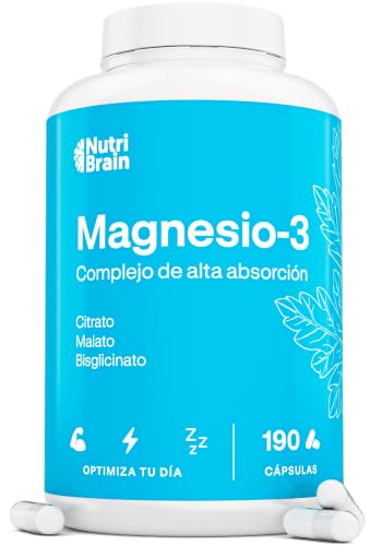 Magnesio Complex | CITRATO + MALATO + BISGLICINATO | 190 Caps | Dormir Mejor, Mayor Energía y Recuperación Muscular | Máxima Absorción y Biodisponibilidad | Apoyo en la Digestión y Estado Anímico