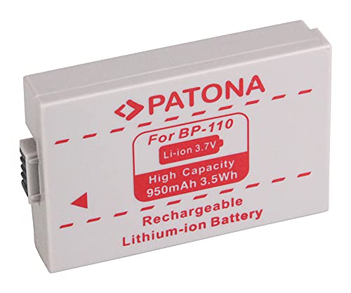 PATONA 2 x akumulator zamienny do Canon BP-110 (950 mAh 3,7 V 3,5 Wh) akumulator zastępczy kompatybilny z LEGRIA HF R26, R27, R28, R205, R206, VIXIA HF R20, R21, R200