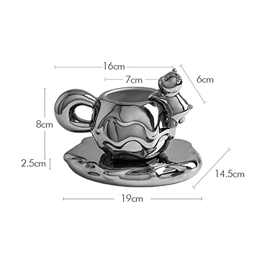 Porseleinen thee beker met schotel, handgemaakte theekop, theekop en schotel, porseleinen espressokop, for latte, koffie… - Image 7