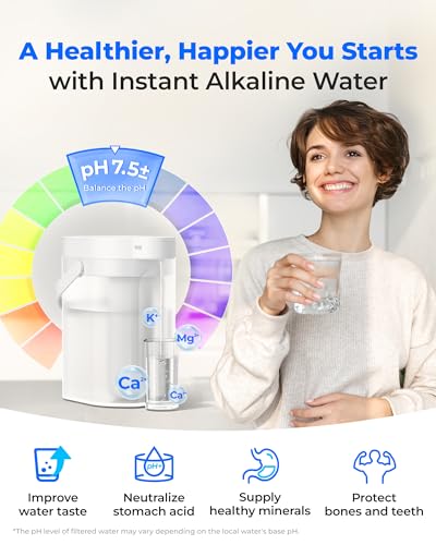 Image of Waterdrop ED11L Alkaline Rechargeable Water Filter Dispenser, 15-Cup, White | 6-Stage Instant Electric Powerful Pitcher, Healthy Mineralized Alkaline Water, Portable Countertop System, Does not Lower TDS