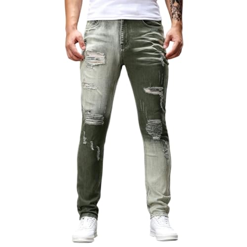 Jean tubulaire déchiré homme taille haute coupe droite rétro